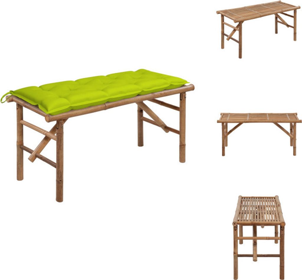 vidaXL Klappbare Gartenbank mit Auflage 118 cm Bambus - Gartenbänke