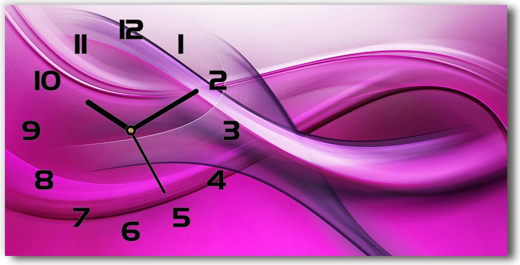 Wanduhr aus Glas – 60x30 cm - Glasbild - Glasuhr - Gehärtetes Glas - schwarze-zeiger - Wellen Hintergrund