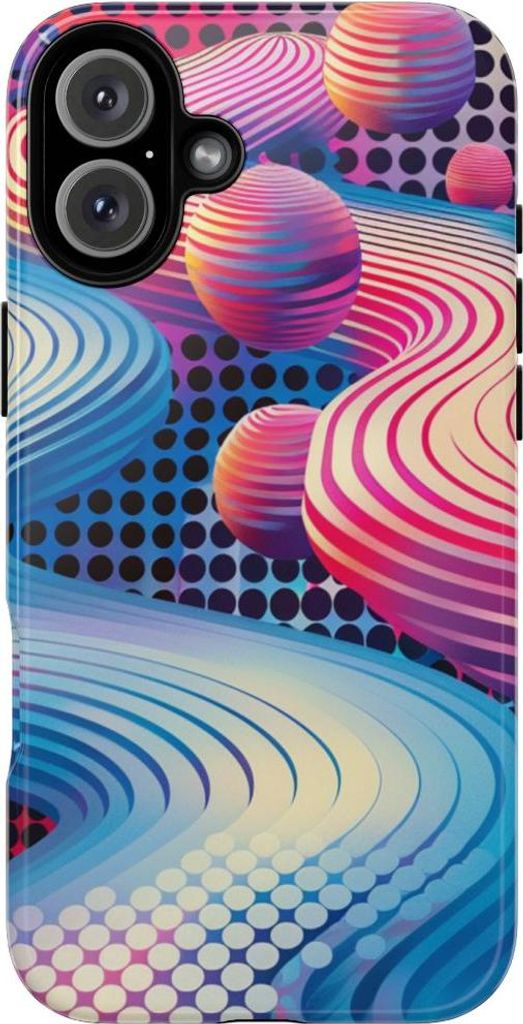 Bunte 3D-Wellen und Kugeln – Hülle Kompatibel mit iPhone 16 Plus