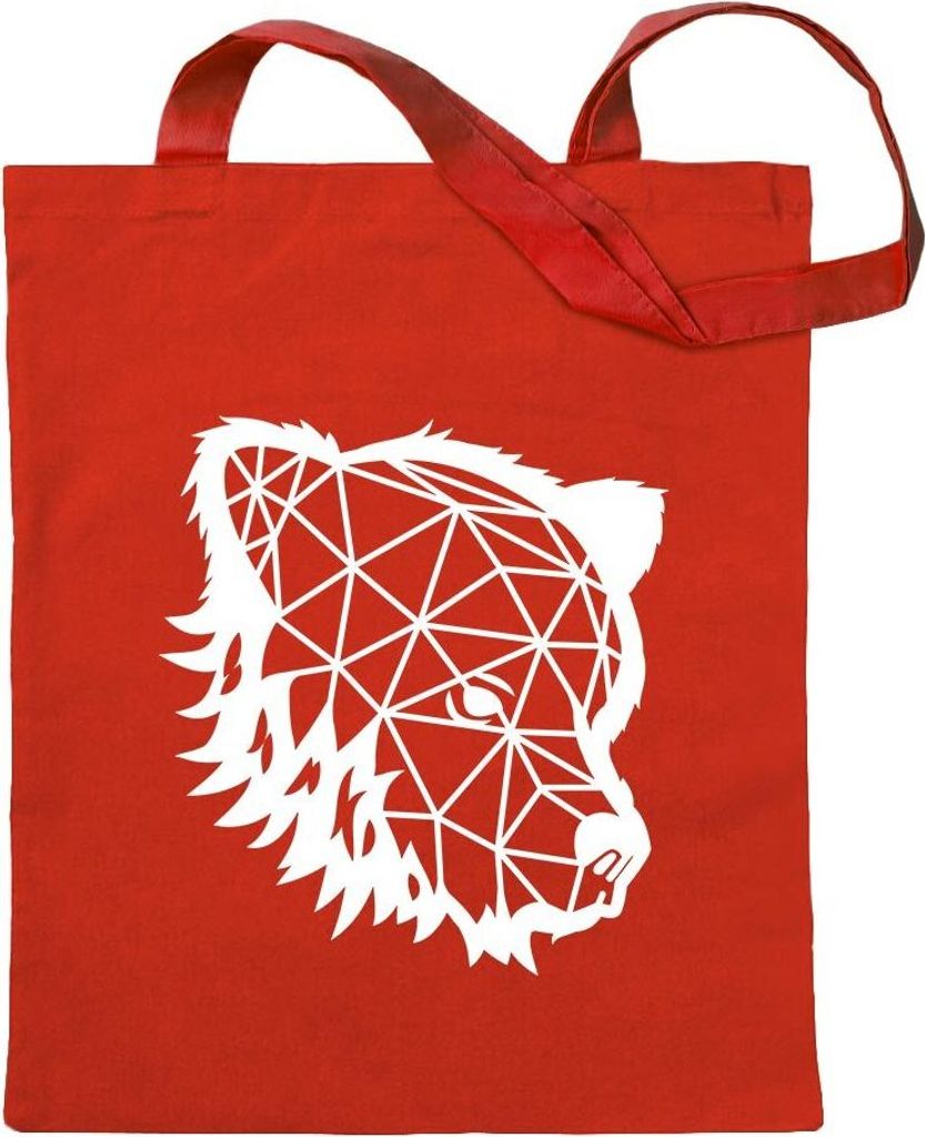 Kiwistar - Baumwolltasche - rot - Polygon Bär Figur Tier Art - Tragetasche Stoffbeutel Umhängetasche Langer Henkel