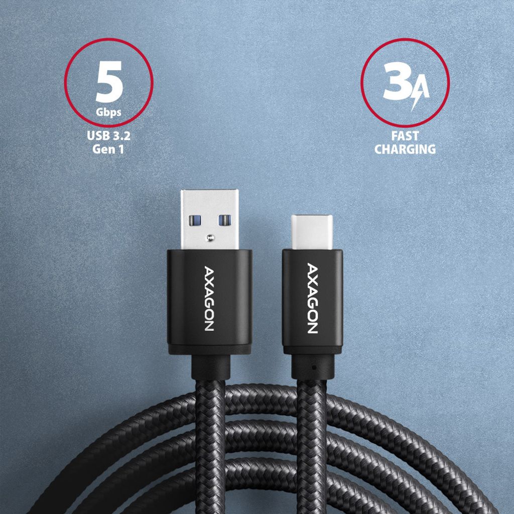 AXAGON Axagon BUCM3-AM20AB USB-Kabel USB 3.2 Gen 1 (3.1 Gen 1) 2 m USB C USB A Schwarz
