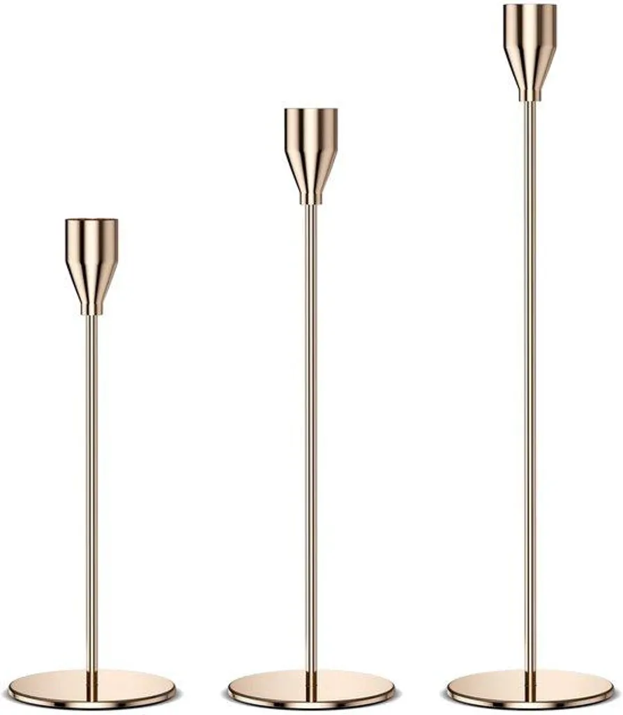 Lot de 3 bougeoirs en métal noir de 33 cm pour bougies flambeaux