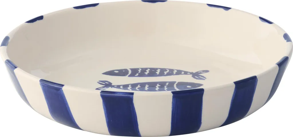 Assiette Creuse Poisson pour Soupes et Fruits de Mer Céramique Bleue