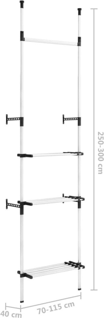 Teleskop-Garderobe mit Stangen und Regal Aluminium , Produktbild 10