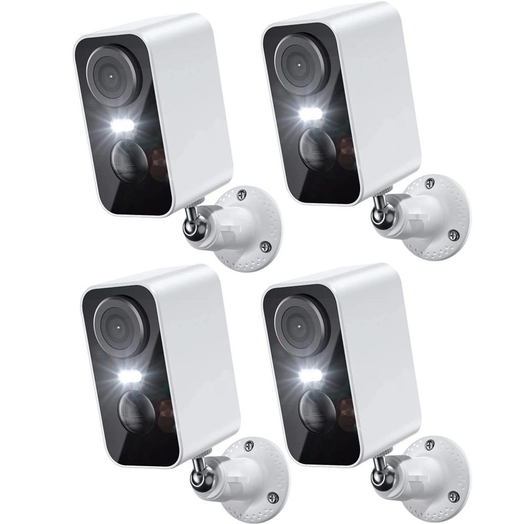 3MP Batterie WLAN Überwachungskamera Aussen, 2,4GHz WiFi, Nachtsicht, 2-Wege-Audio, Lange Standby-Zeit und kabellos 4PCS