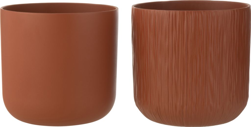 J-Line J-Line Blumentopf Gen - Keramik - Braun - Xxl - 2 Stück - Ø 26,5 Cm