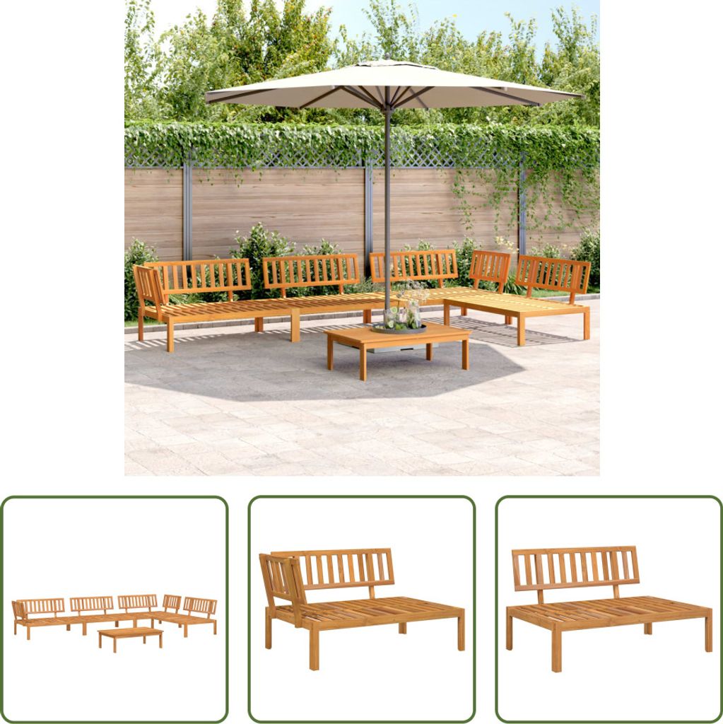 The Living Store 5-tlg. Garten-Sofagarnitur aus Paletten Massivholz Akazie