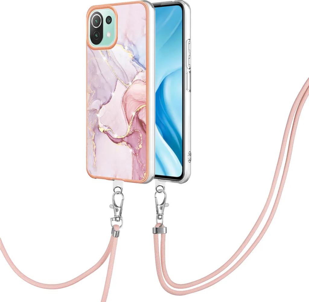 Custodia Xiaomi Mi 11 Lite 5G con Cinturino Oro Rosa - Protezione TPU