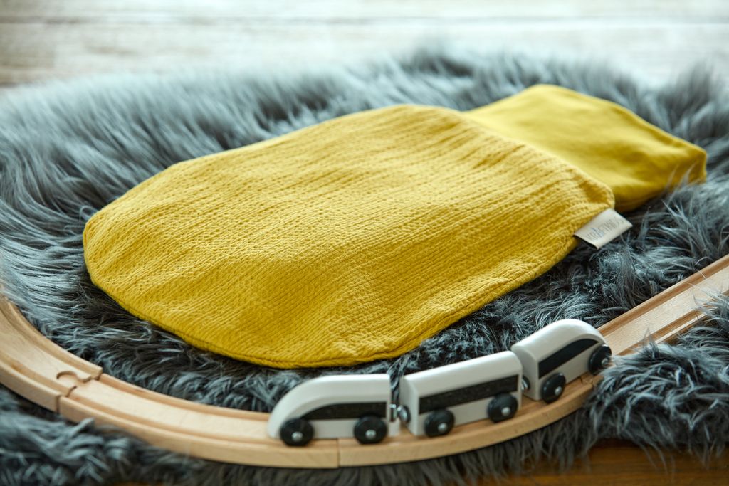 KraftKids Strampelsack Frühling Sommer Doppelkrepp Gelb Mustard 60 cm lang (6-12 Monate)