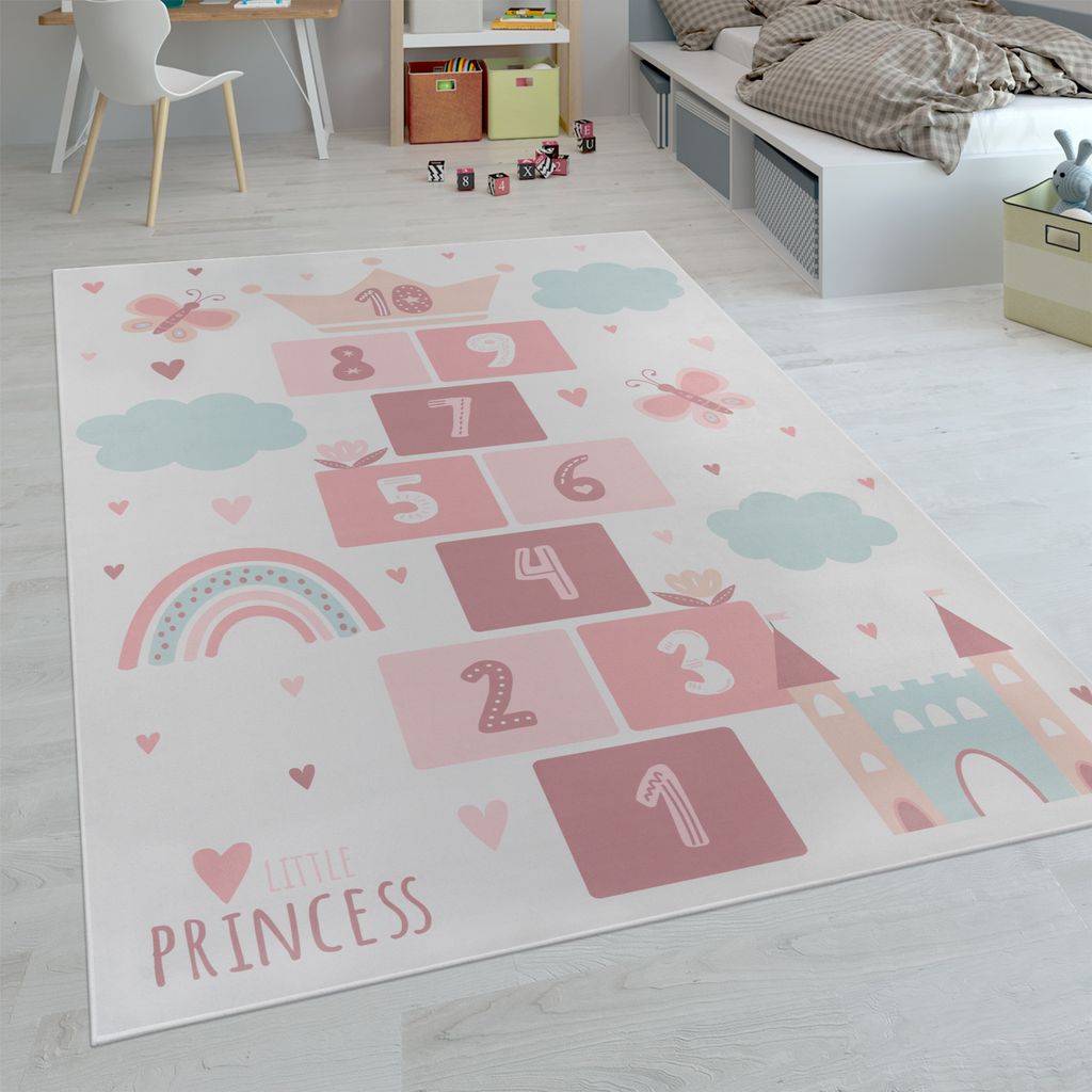 Kinder-Teppiche, Kurzflor-Teppiche für Kinderzimmer mit vers. Designs Spielteppiche Bunt Grösse 140x200 cm
