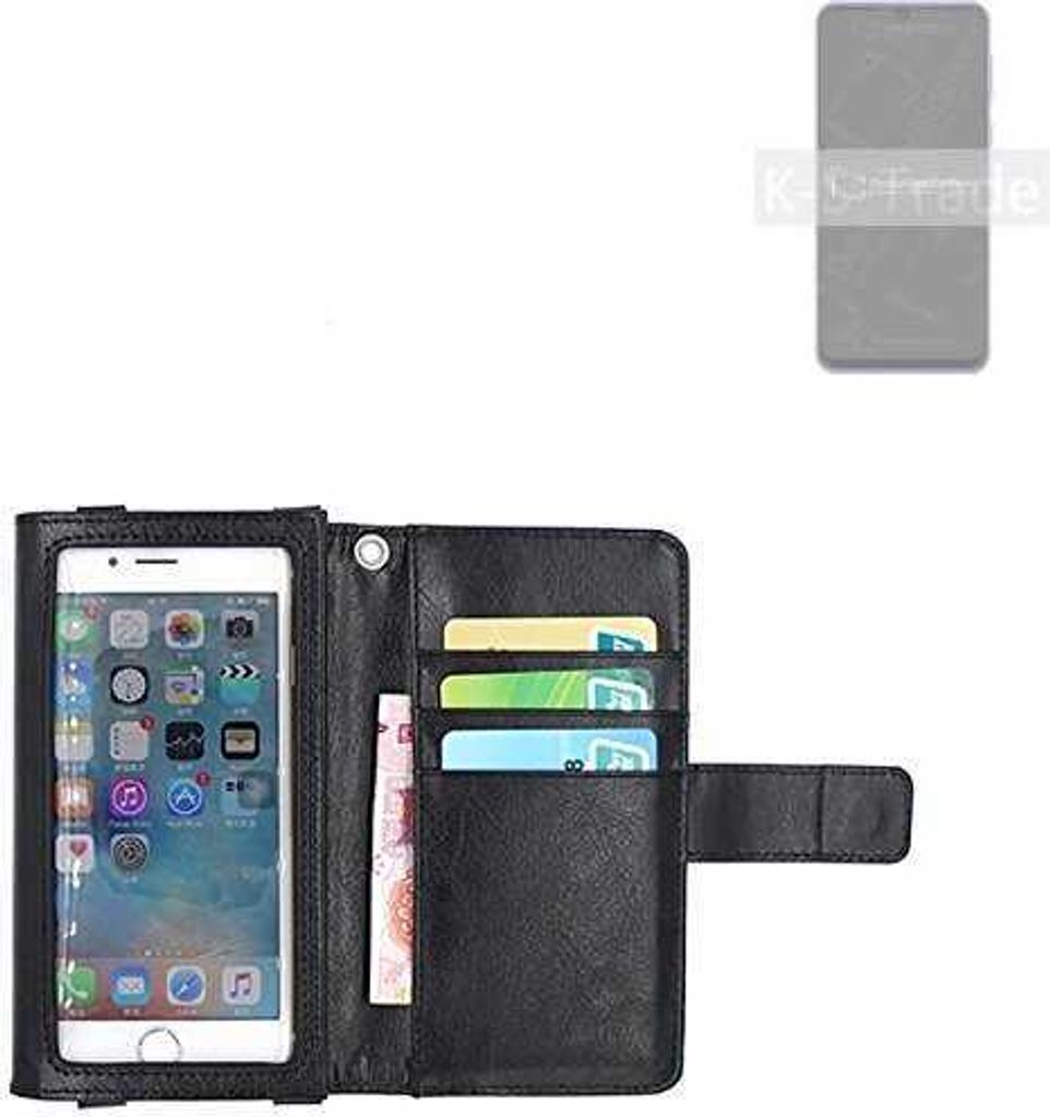 K-S-Trade Handy Hülle Schutz Hülle Kompatibel mit Ulefone Note 6 Case mit Displayschutz / Schutzfolie Flip Cover Wallet case Etui Hülle schwarz