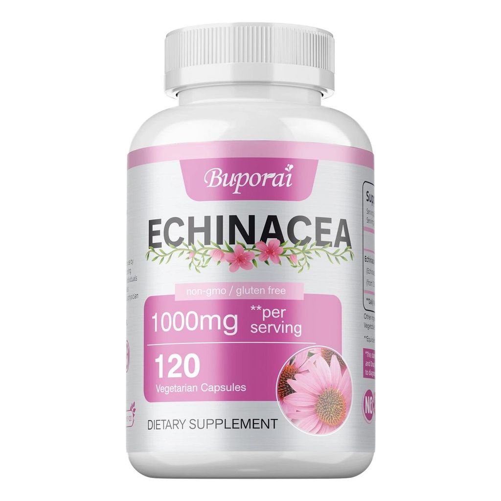 Echinacea 1000mg (120 Kapseln) Nahrungsergänzungsmittel, Atemwege, Immunsystem, Körpergesundheit, Lungengesundheit