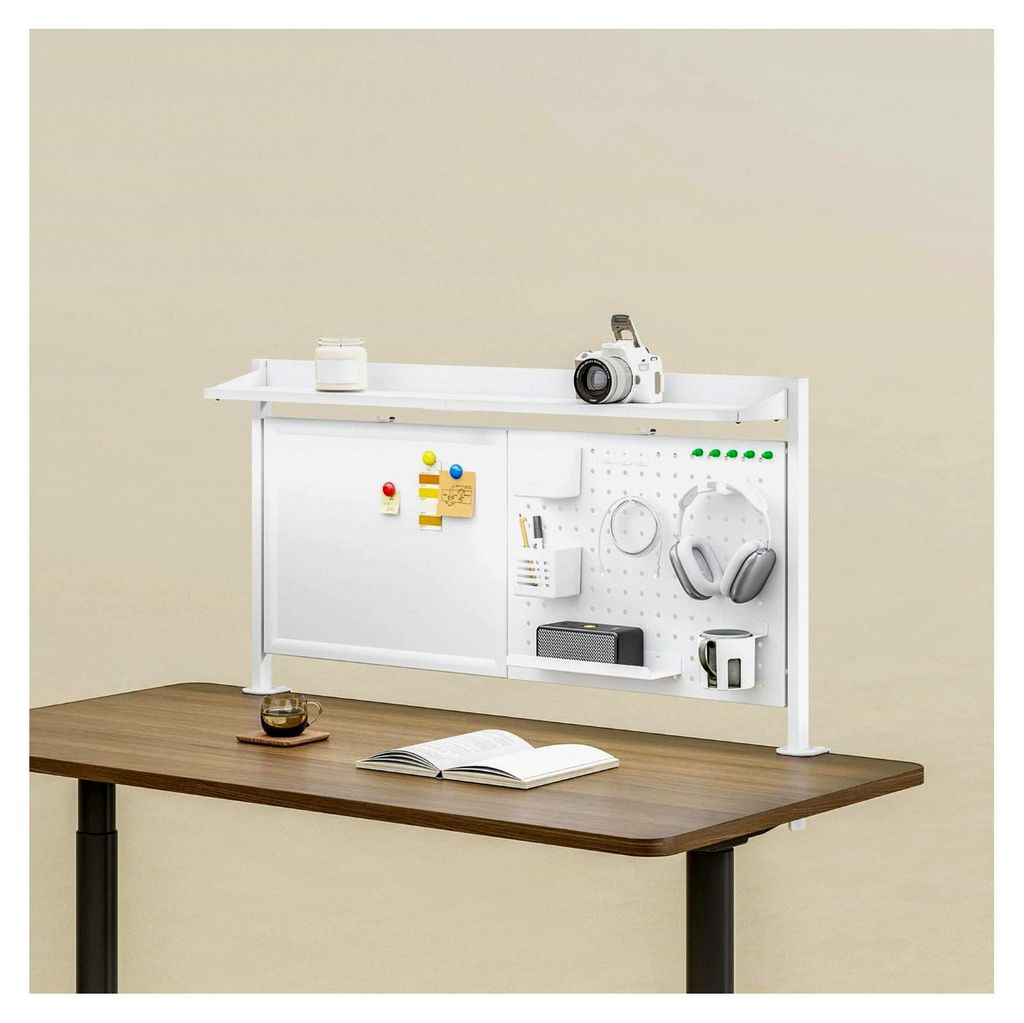 Schreibtisch Organizer Virvik zum Anklemmen 117 x 73 cm höhenverstellbare Lochwand mit Ablagen und Zubehör für Kinderzimmer, Büro und Homeoffic...