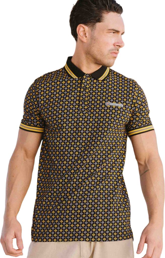 Lambretta - "SS25" Poloshirt für Herren LB173 (L) (Weiß/Marineblau/Gold)