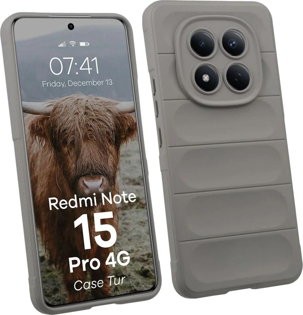 Robuste Handyhülle für Xiaomi Redmi Note 15 Pro 4G, Bizon Case Tur, Hellgrau