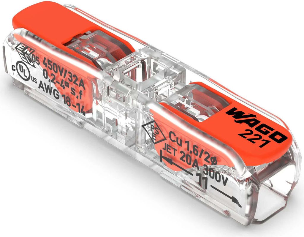 10x COMPACT Durchgangs-Verbindungsklemme für alle Kabel bis 4 mm² (221-2411)