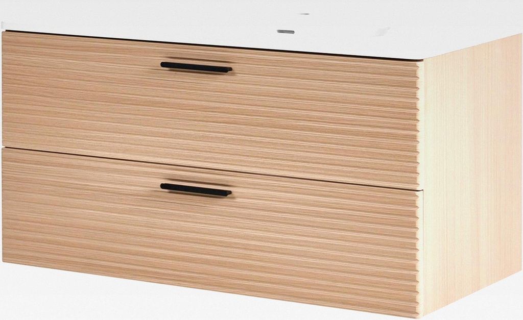 Wandmontierter Badezimmerschrank mit Waschbecken MDF-Front 2 Schubladen 100 x 50 cm Hellbraun Arapa
