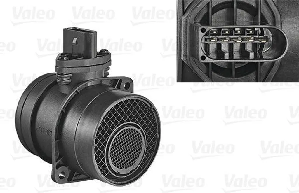 VALEO 253700 Misuratore di massa dell'aria OE 000VT5077 compatibile con A3 8L, A3 8P, A4 8E, A4 8H, A4 8K, A6 4B, A6 4F, Galaxy, Outlander, Alhambra, Altea, Altea XL, Cordoba, Ibiza, Leon, Toledo, Fabia, Octavia, Superb, Bora, Caddy, California T4, EOS, Golf IV, Golf Plus, Golf V, Jetta, Multivan V, New Beetle, Passat 3B, Passat 3C, Phaeton, Polo 9N, Sharan, Touareg, Touran, Transporter IV, Transporter V