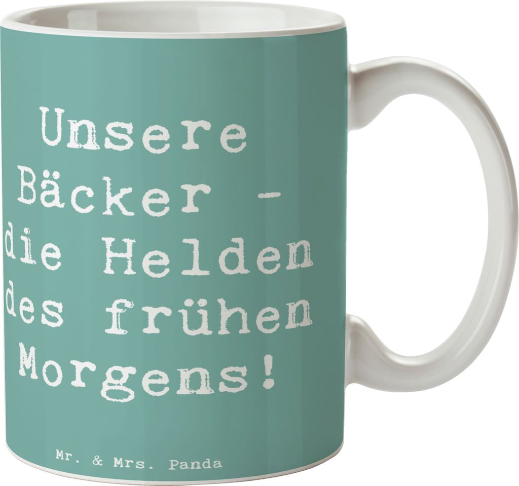 Mr. & Mrs. Panda Kaffeetasse Spruch Bäcker Helden - Meeresbrise - Geschenk, Wertschätzung, Tasse, Trinkbecher, köstliche Meisterwerke, handgefer...