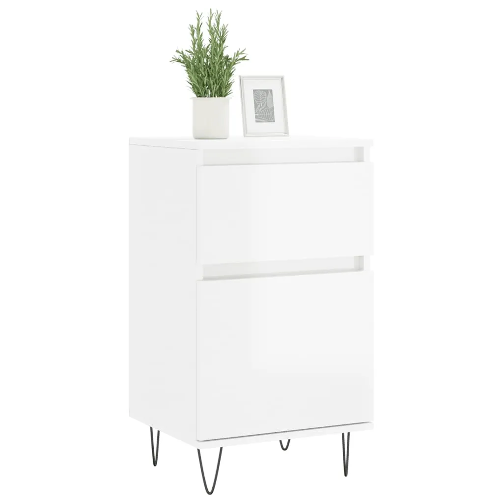 Buffet Blanc Brillant Design Moderne 40x35x70 cm Bois Composite 2 pcs - 11
