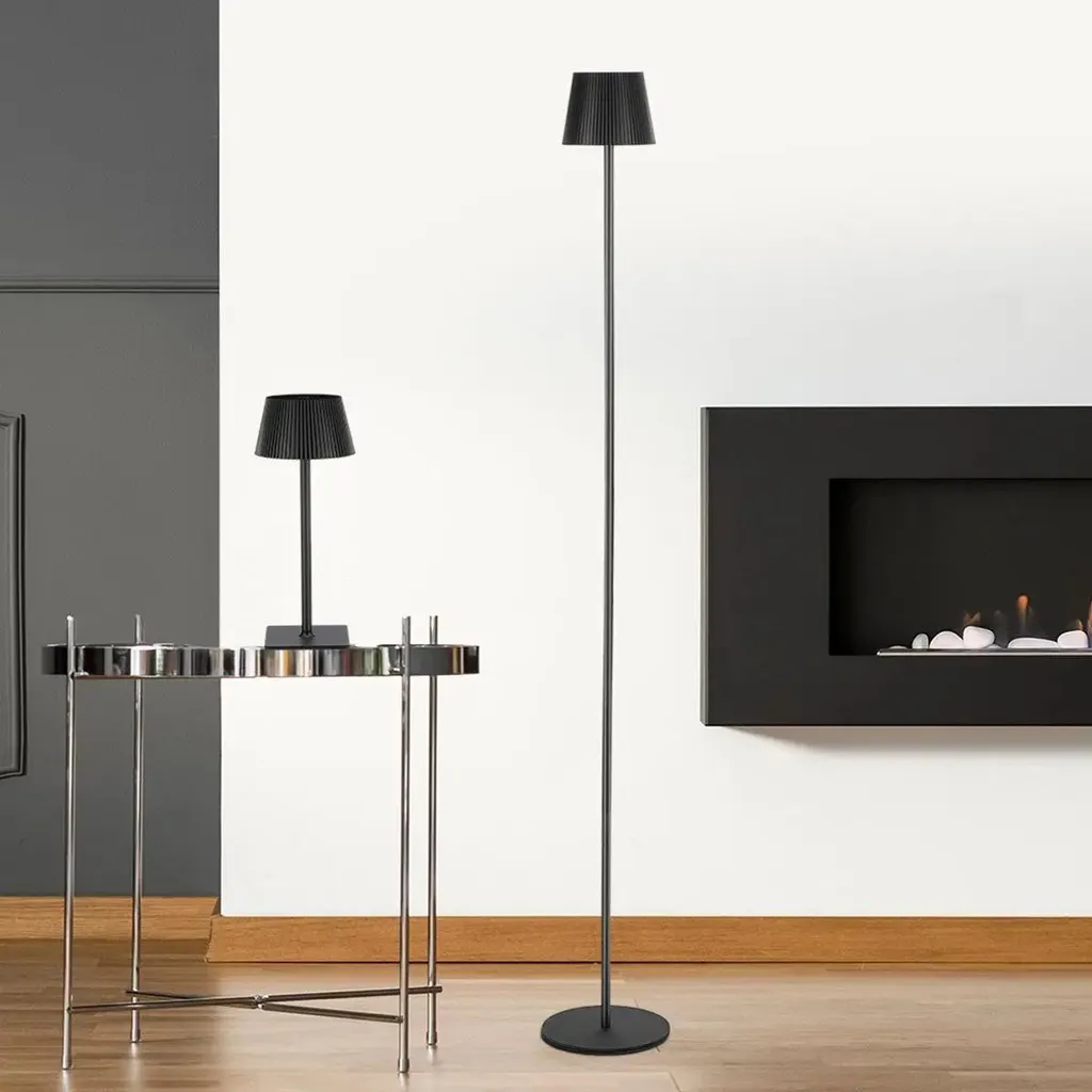 Lampadaire LED intensité variable tactile 2000lm noir hauteur 1,3 mètre