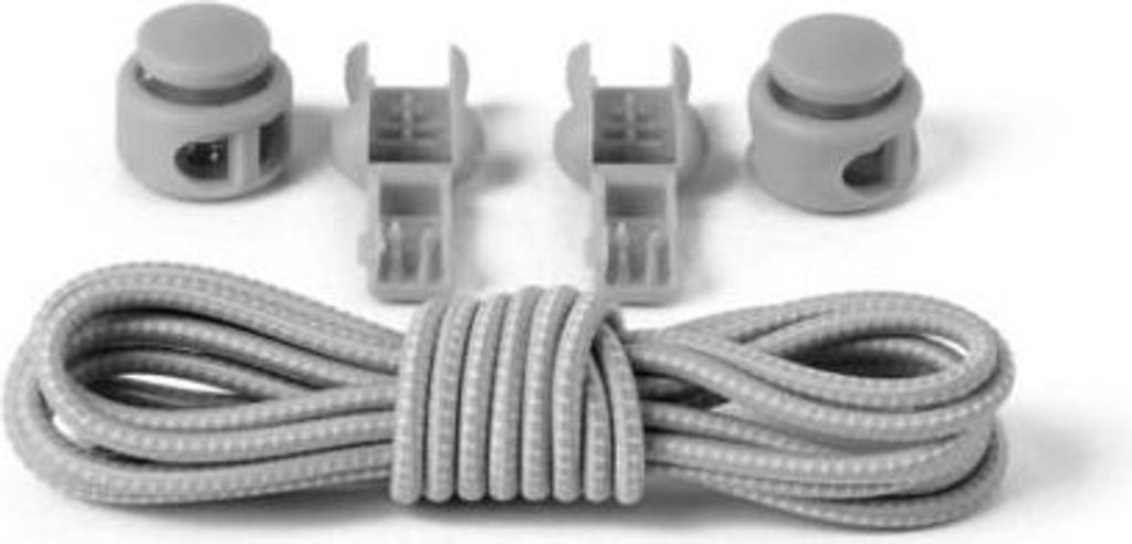 Elastische Schnürsenkel mit Schnellverschluss Schnellschnürsystem Schuhe Rund, Grau