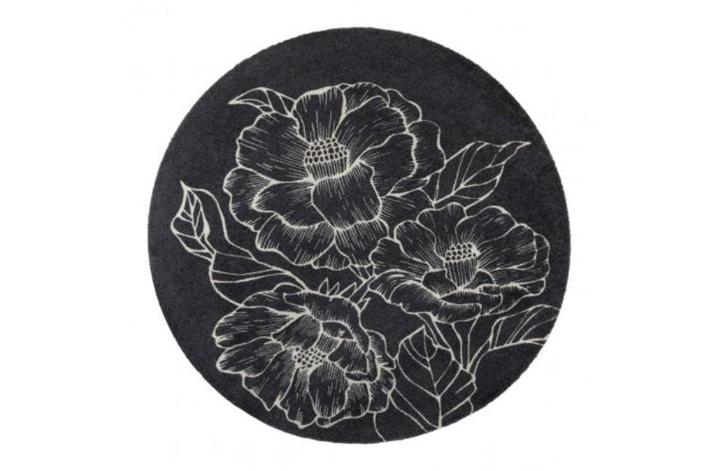 MD Entree Universal | Teppichläufer - Wohnzimmerteppich - Eingangsmatte,Größe:Ø 100 cm;Motiv:la fleur anthrazit