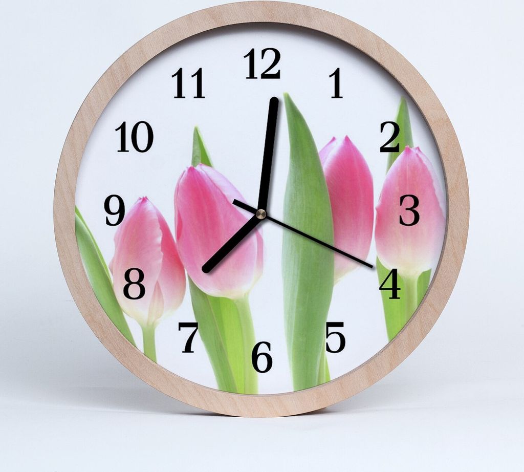 Holzuhr 20fi cm wanduhr - Tulpen Blumen