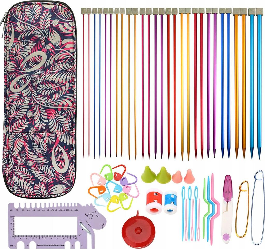 Craftec Stricknadeln Set 59-tlg Aluminium 2-10 mm mit Tasche & Zubehör