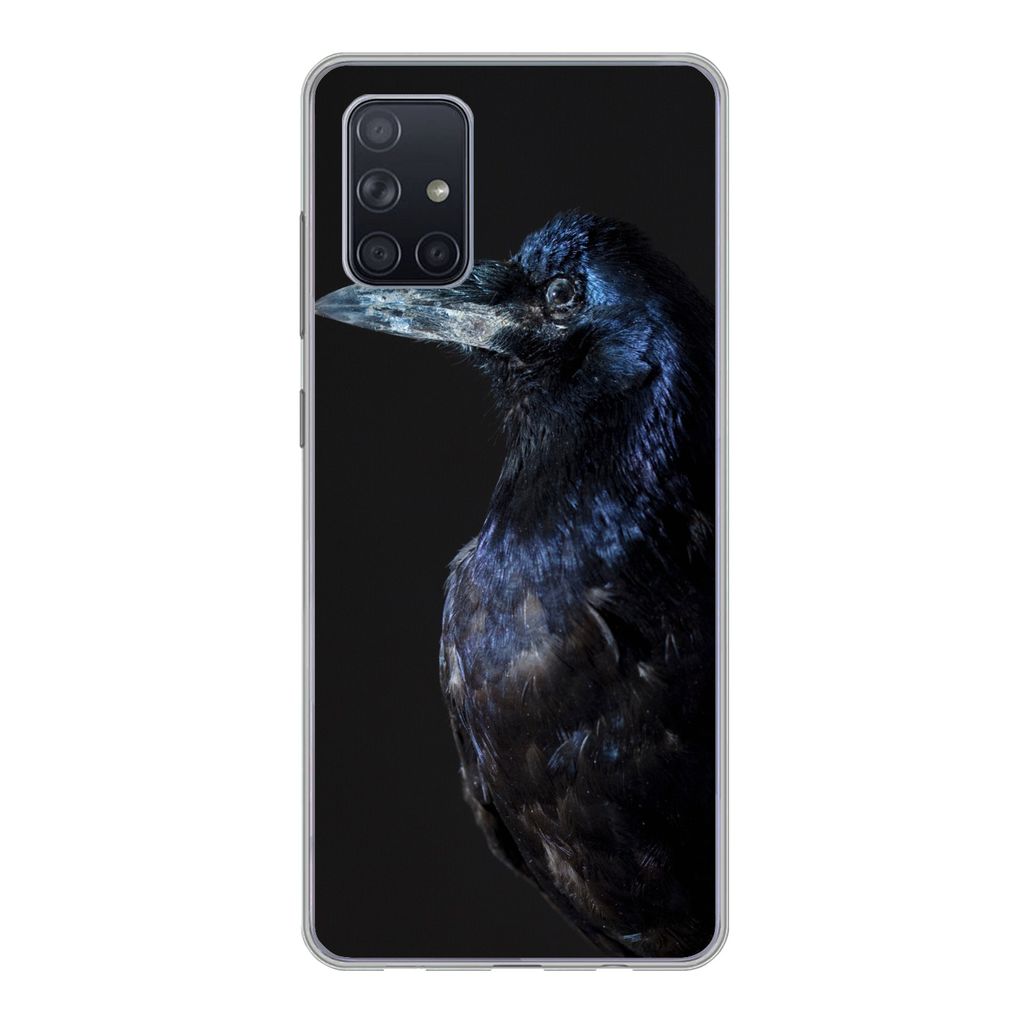 MuchoWow Handyhülle Schutzhülle Hülle für Samsung Galaxy A51 Vogel - Tiere - Schwarz Silikon Softcase Handy Hülle - Schutzabdeckung