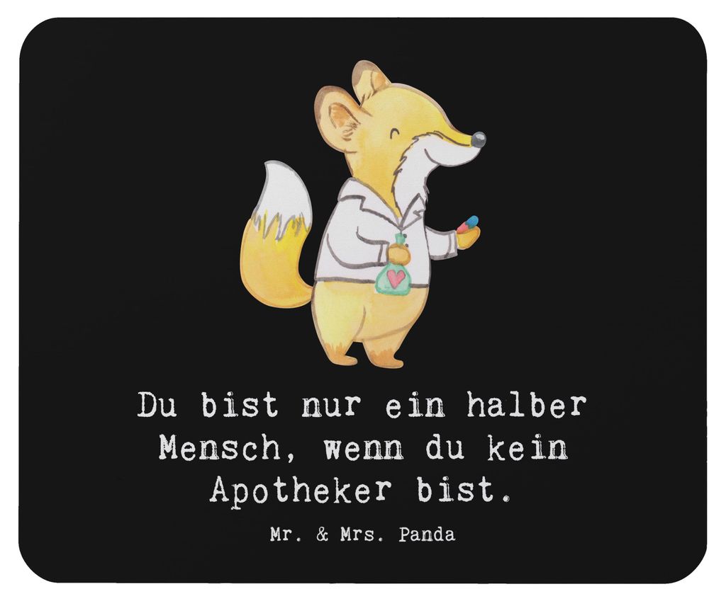 Mr. & Mrs. Panda Mauspad Apotheker Herz - Schwarz - Geschenk, Mousepad, mousematte, Witzig, Approbation, Mouse Pad, Spruch, computer, pc mausunterl...