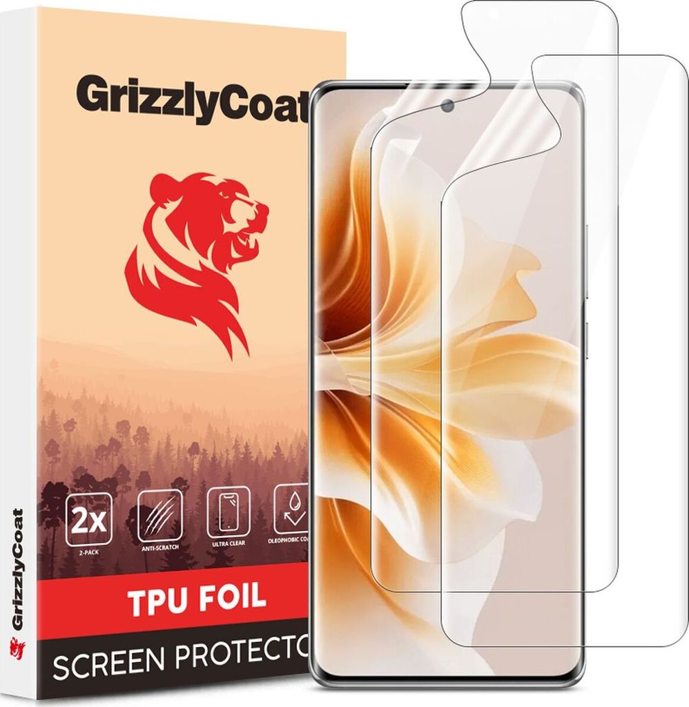 GrizzlyCoat OPPO Reno 12 Hydrogel TPU Displayschutz - Hüllenfreundlich (2er Pack)