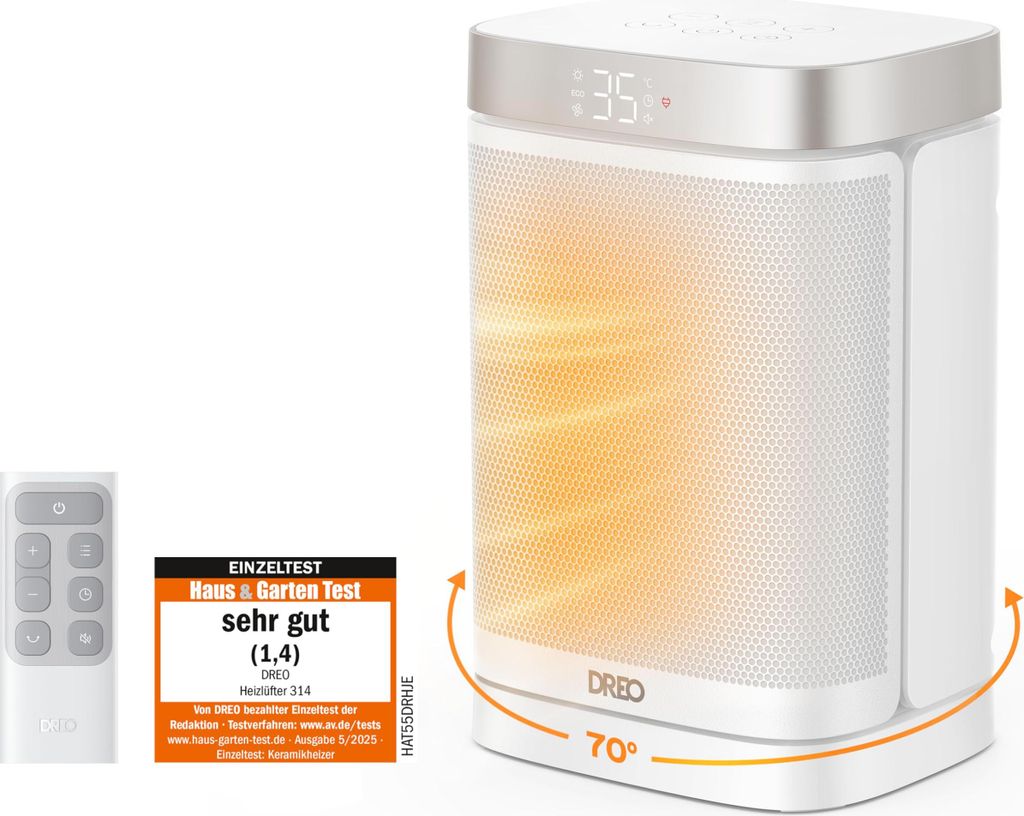 Dreo Heizlüfter Energiesparend Klein, 1500W Heizung Produktbild 