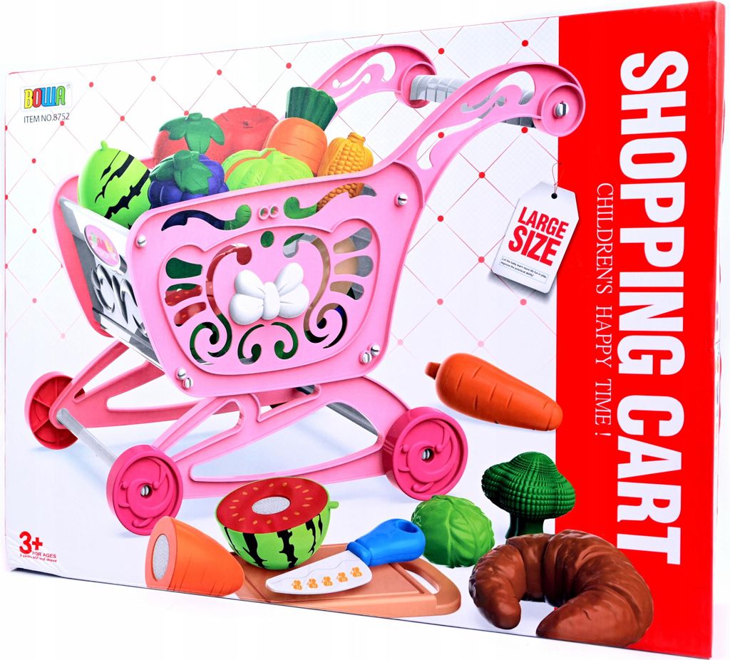 Kinder Einkaufswagen Spielzeug Set - Mit Schneidegemüse & Klettverschluss - Rollenspiel