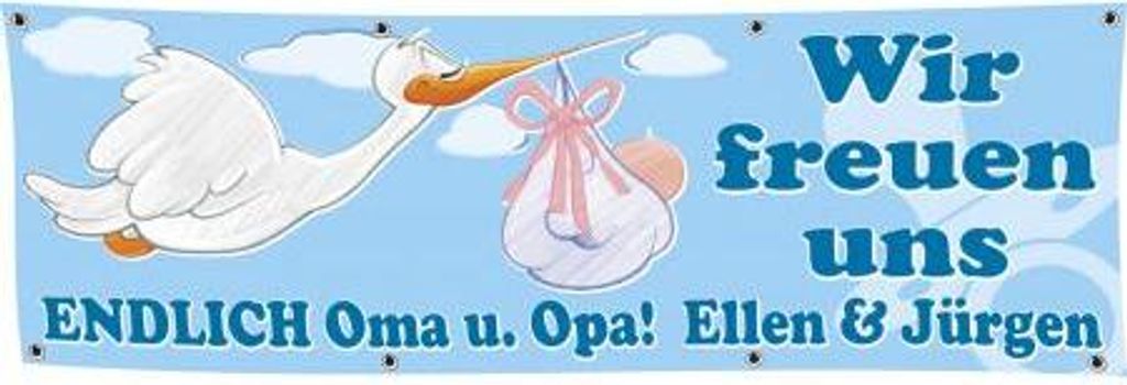 Banner Werbebanner - Wir freuen uns Endlich Oma u. Opa - JUNGE - 3x1m - Spannband - 309936