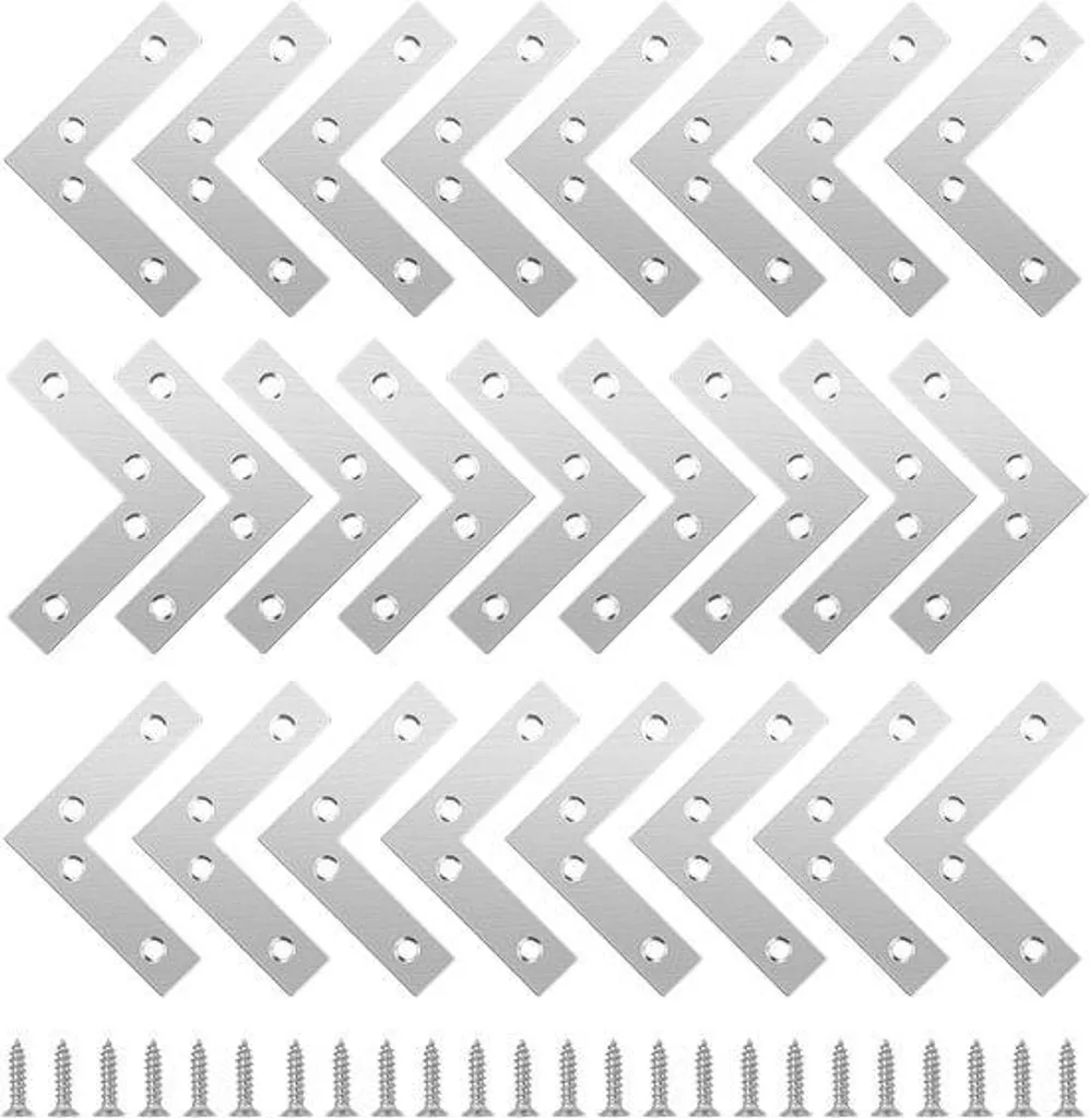 Plaque d'angle en L 60 mm en acier inoxydable pour renfort de meuble
