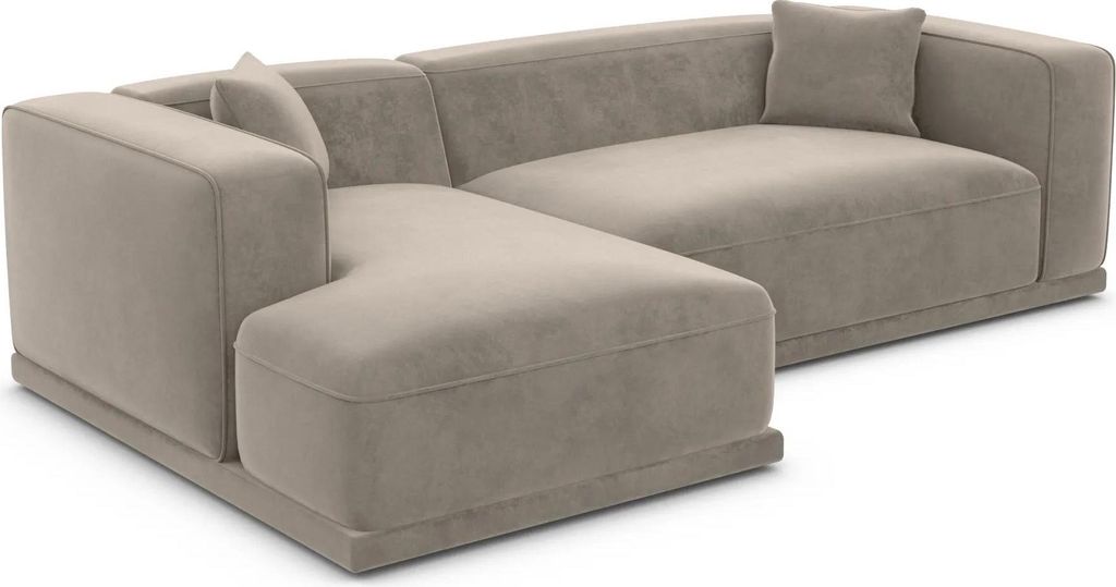 Samtstoff L-Form Sofa Diora Taupe Links