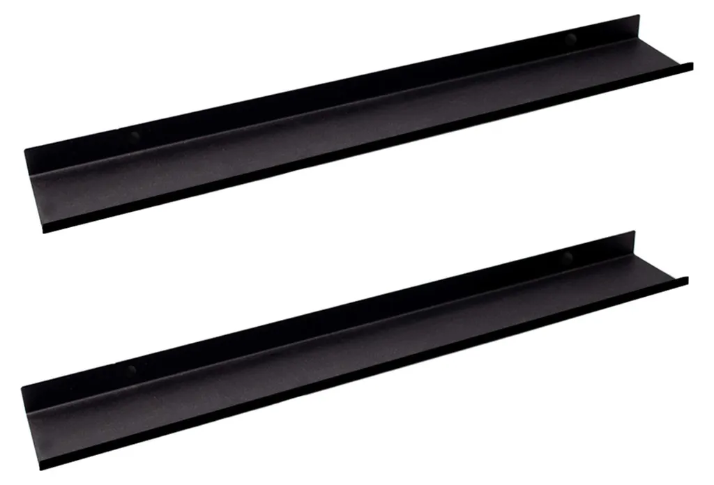 Étagère photo en métal lot de 2 noire 110 cm pour cadres et décoration