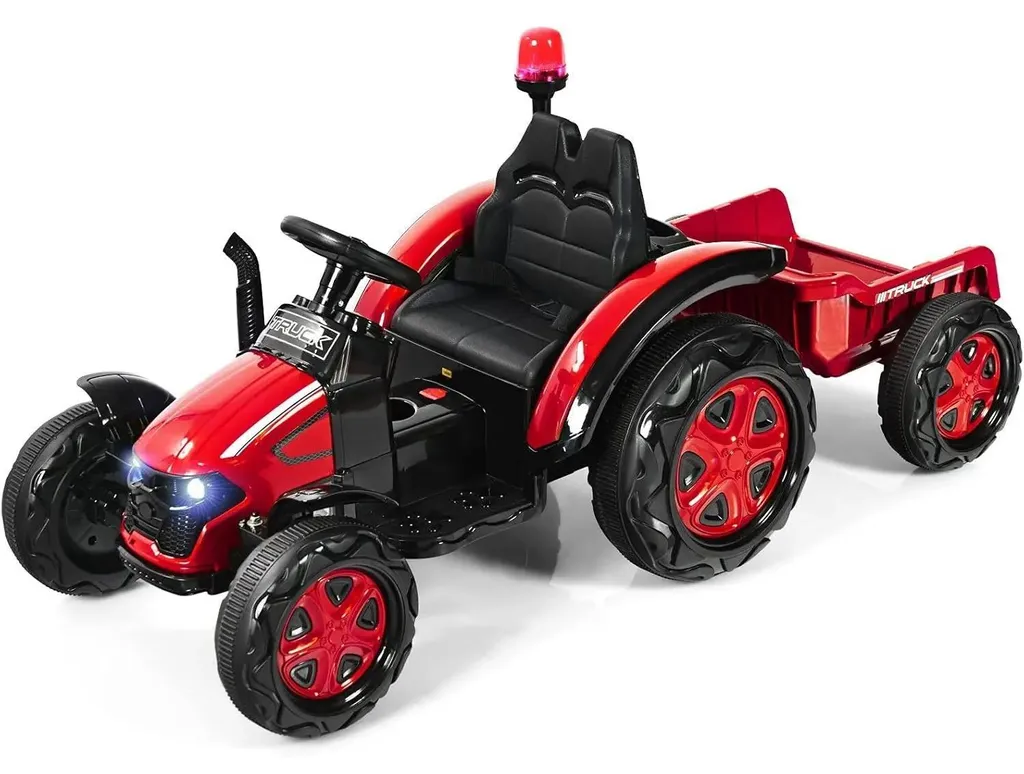 Tracteur électrique 12V enfant idéal pour jouer au jardin avec remorque