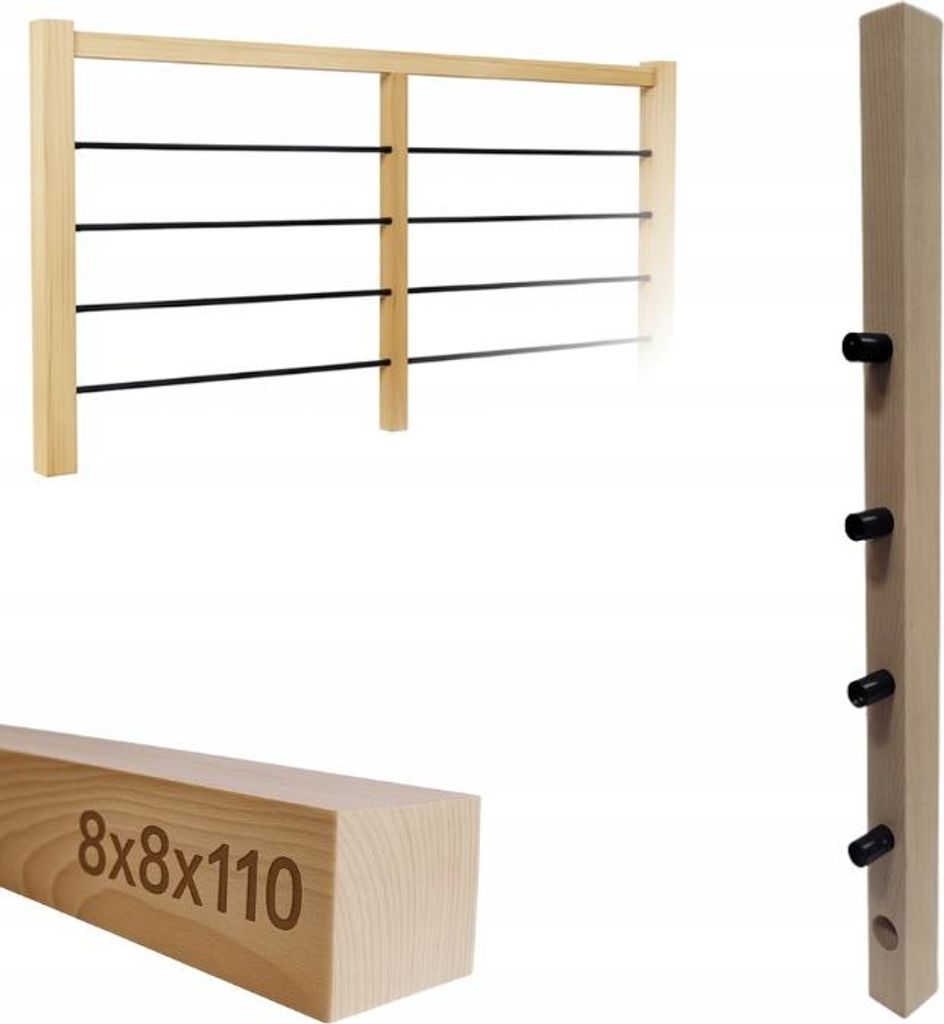 Legno squadrato - Palo di legno - per ringhiere - 8x8x110 Immagine del prodotto 