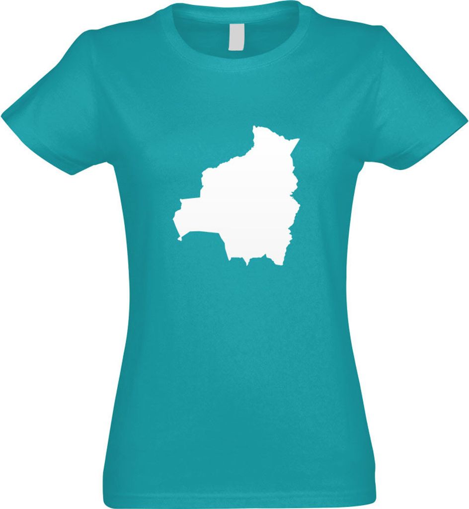 Kiwistar - T-Shirt tailliert - Damen - türkis - Bolivien Umriss Kontur - mit Motiv Bedruckt - Funshirt Design - Sport - Freizeit - Damen - XXL