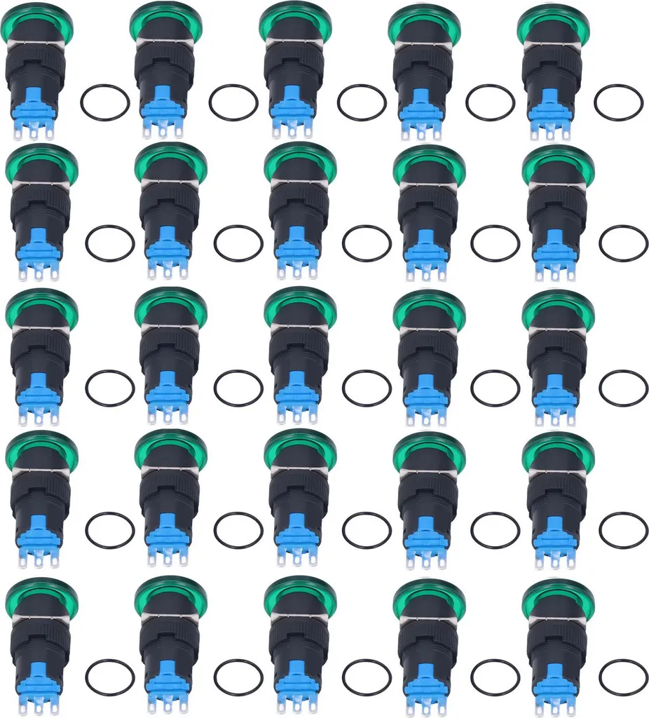 25 Boutons BERM BEM-LA16-11M-G 16mm Momentanés à Retour Automatique