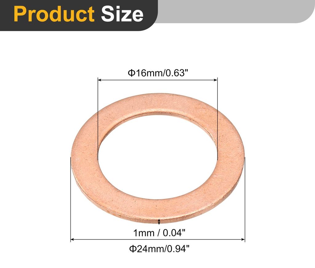 12 Stš¹ck Unterlegscheiben Set, M16 x 24mm x 1mm Messing Ring Beilagscheiben Sortiment, Flach Sicherungsscheiben Flachdichtung Metallscheiben fš...