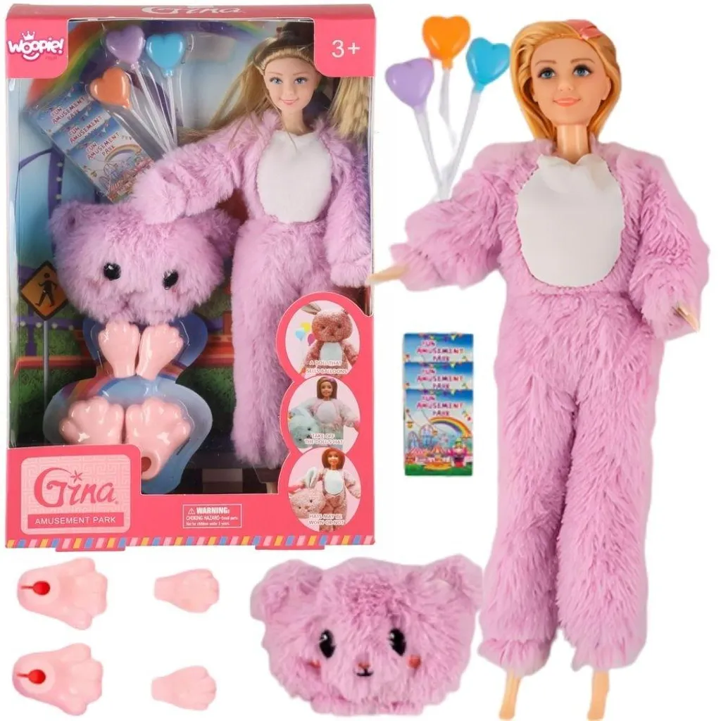 Poupon bébé déguisé en ours Woopie : peluche souple pour enfant de 30cm