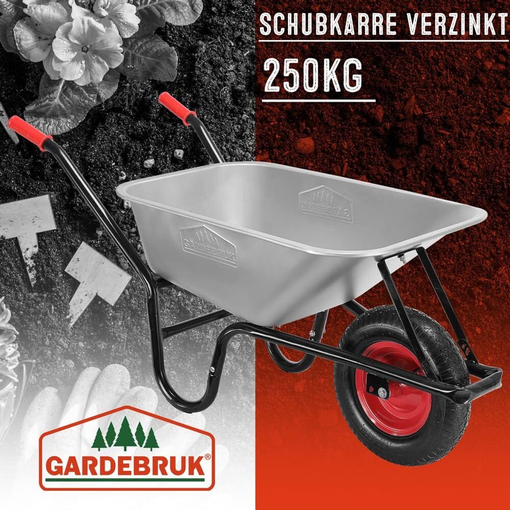 GARDEBRUK® Schubkarre 100 Liter bis 250kg Luftreifen mit Produktbild 16