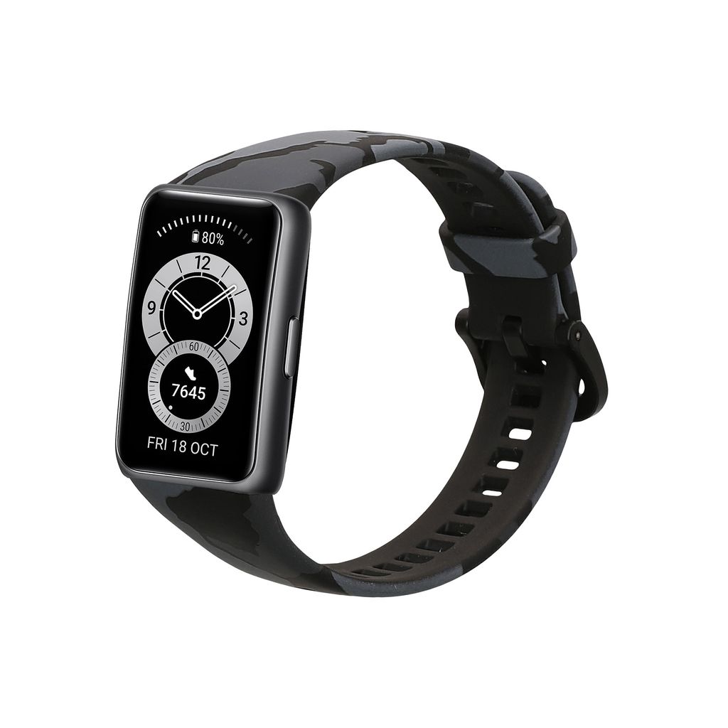 kwmobile Armband kompatibel mit Huawei Band 6 & 6 Pro / Honor Band 7 & 6 Armband - Fitnesstracker Sportarmband Band aus TPU und Silikon - Camouflage