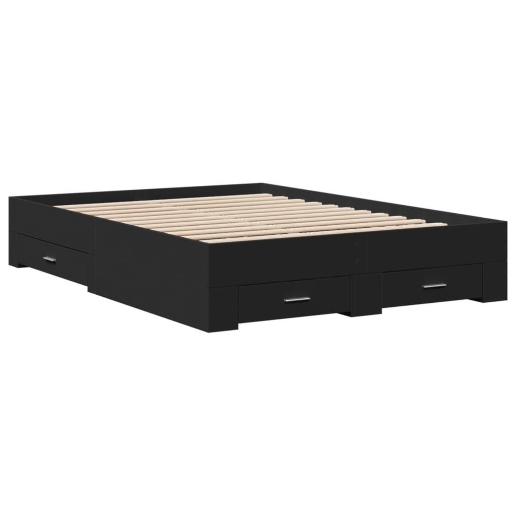Bettgestell mit Schubladen Schwarz 140x190 cm Holzwerkstoff Produktbild 