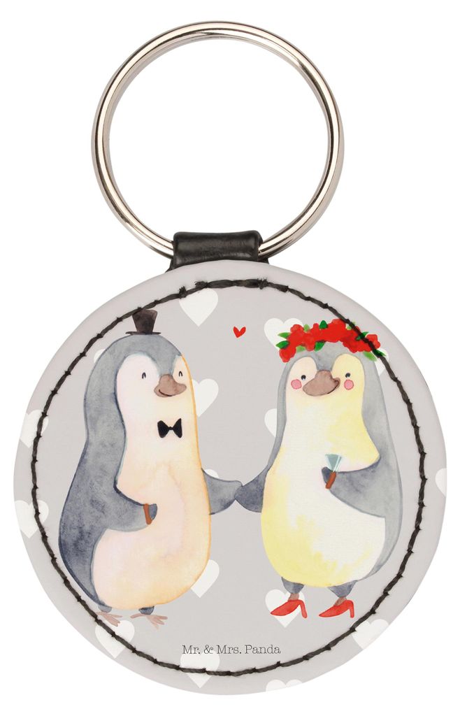 Mr. & Mrs. Panda Taschenanhänger Pinguin Heirat - Grau Pastell - Geschenk, anhänger für schlüssel, Mann, schlüsselring, Frau, Hochzeit, kleine...