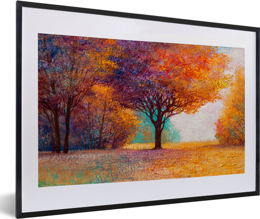 MuchoWow® Gerahmtes Poster Ölgemälde - Baum - Farben 60x40 Produktbild 