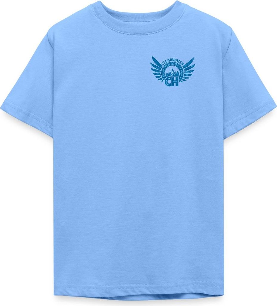 Spreadshirt Woodwalkers Film Clearwater High Logo Brustprint Teenager T-Shirt, 152/164 (12-14 Jahre), Himmelblau